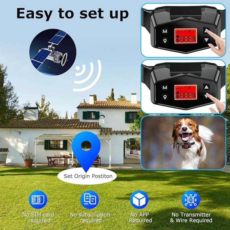 Invenitiah GPS Wireless Dog Fence Dog Collar Electric Fence Electric Wireless Pet Fence Pet Containment System Adjustable Warning Strength Waterproof Electric Fence For Most Dogs Outdoor Black Wayfair...